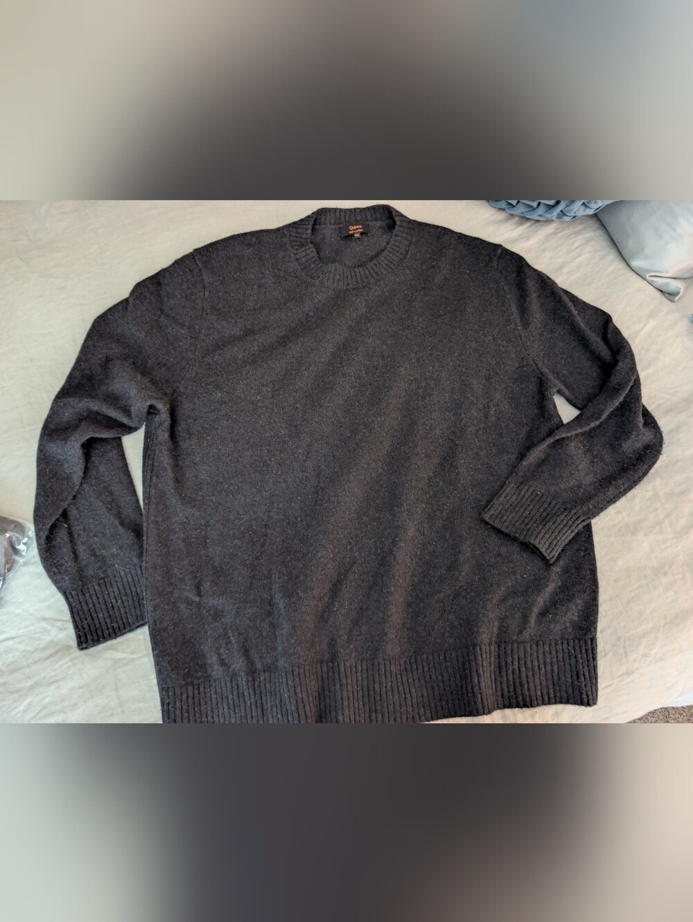 Quince Luxe 100% Baby Cashmere Crewneck Sweater Heather Caviar XXL NWOT